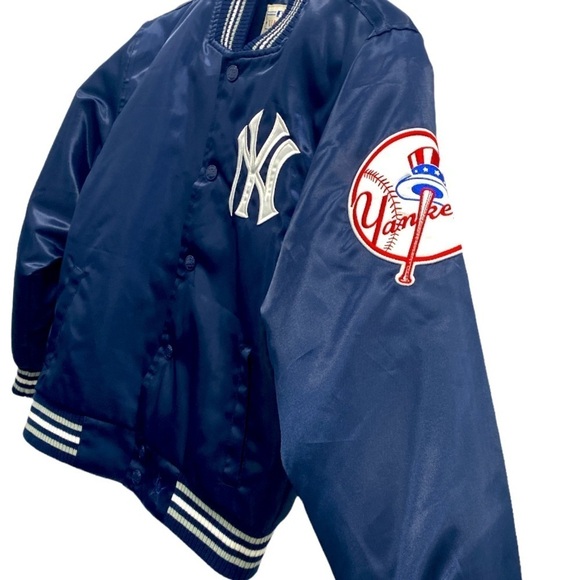 Yankee White & Blue Bomber Jacket MLB by JH Design Size S (5-6) Kids - Picture 3 of 15